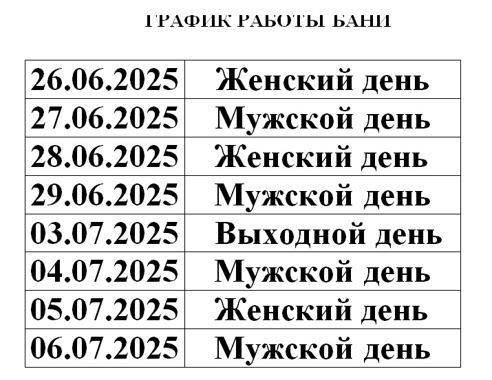 график баня 2025